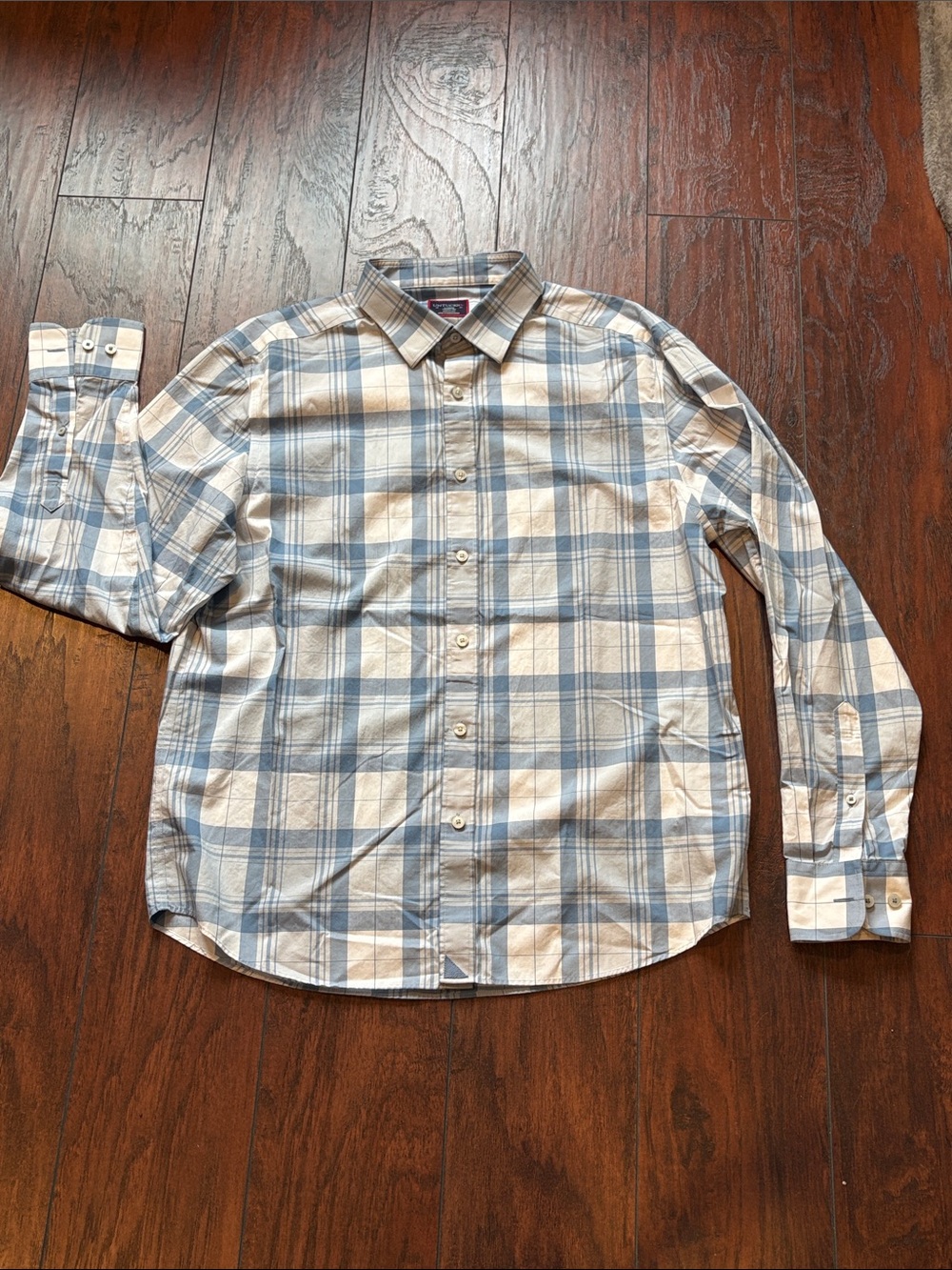 UNTUCKit Men's Plaid Button-Down Shirt Blue/White size Large
